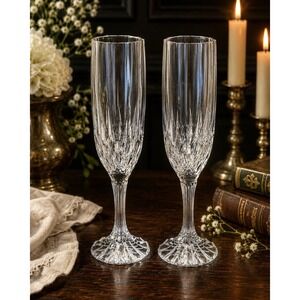 Cristal D'Arques Durand Bretagne Champagne Flutes Set of 2 Crystal France